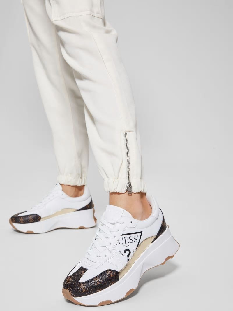 Guess Calebb Logo Print Sneakers - White Guess Calebb Logo Print Sneakers - White