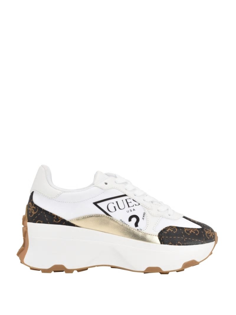 Guess Calebb Logo Print Sneakers - White Guess Calebb Logo Print Sneakers - White