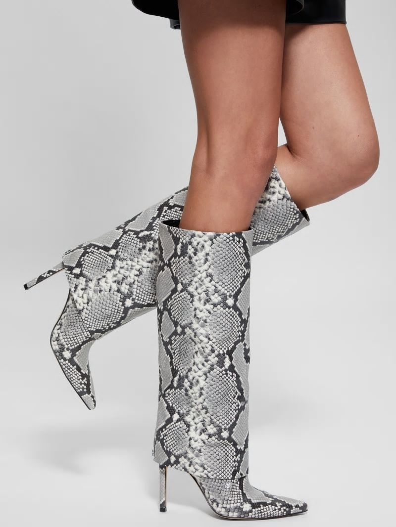 Guess Sabola Fold-Over Knee-High Boots - Light Grey Guess Sabola Fold-Over Knee-High Boots - Light Grey