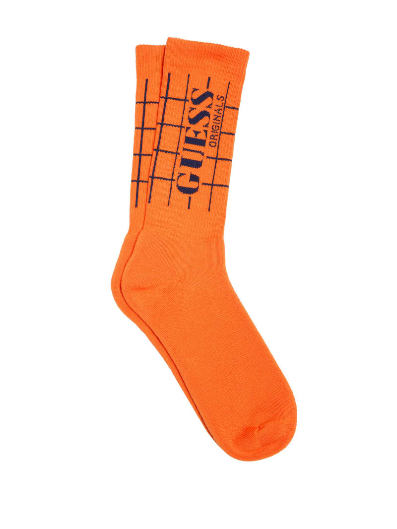 Guess GUESS Originals Grid Crew Socks - Orange Spritz Multi Guess GUESS Originals Grid Crew Socks - Orange Spritz Multi