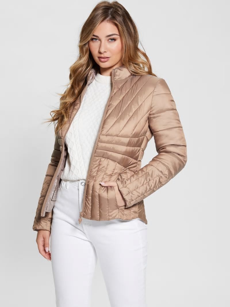 Guess Eco Valeria Puffer Jacket - Wet Sand Guess Eco Valeria Puffer Jacket - Wet Sand