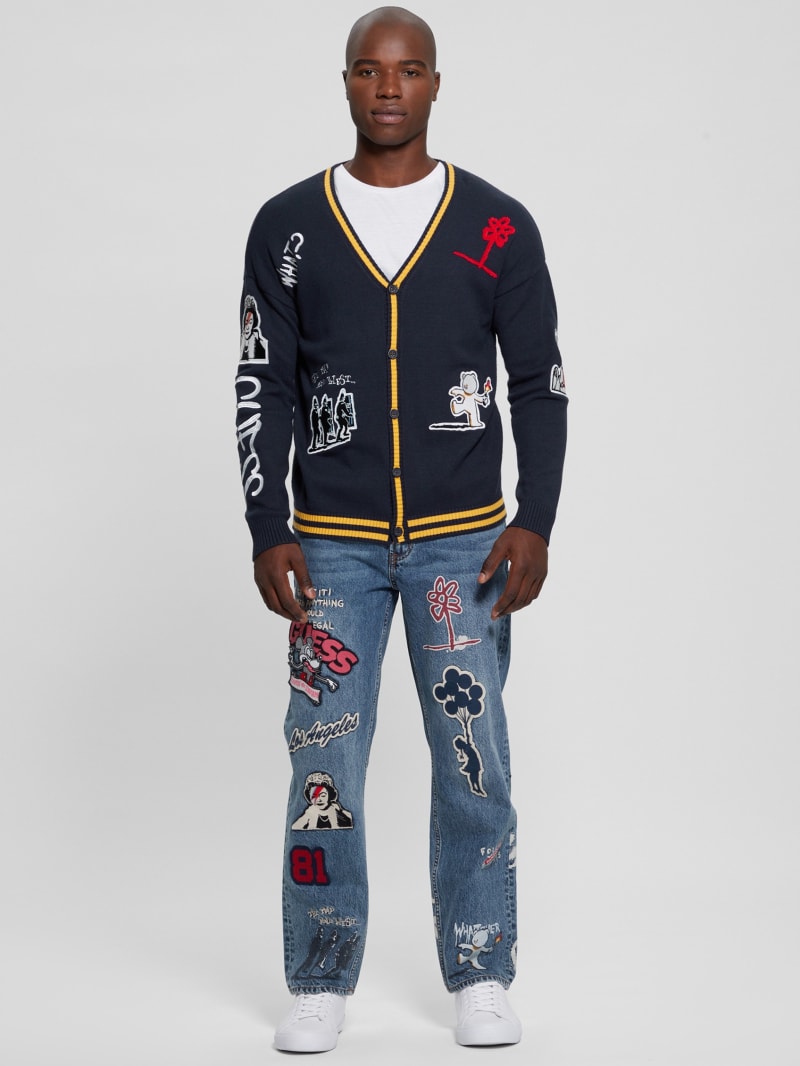 Guess Caleb Patched Cardigan - Bleu &eacute;L&eacute;Gant