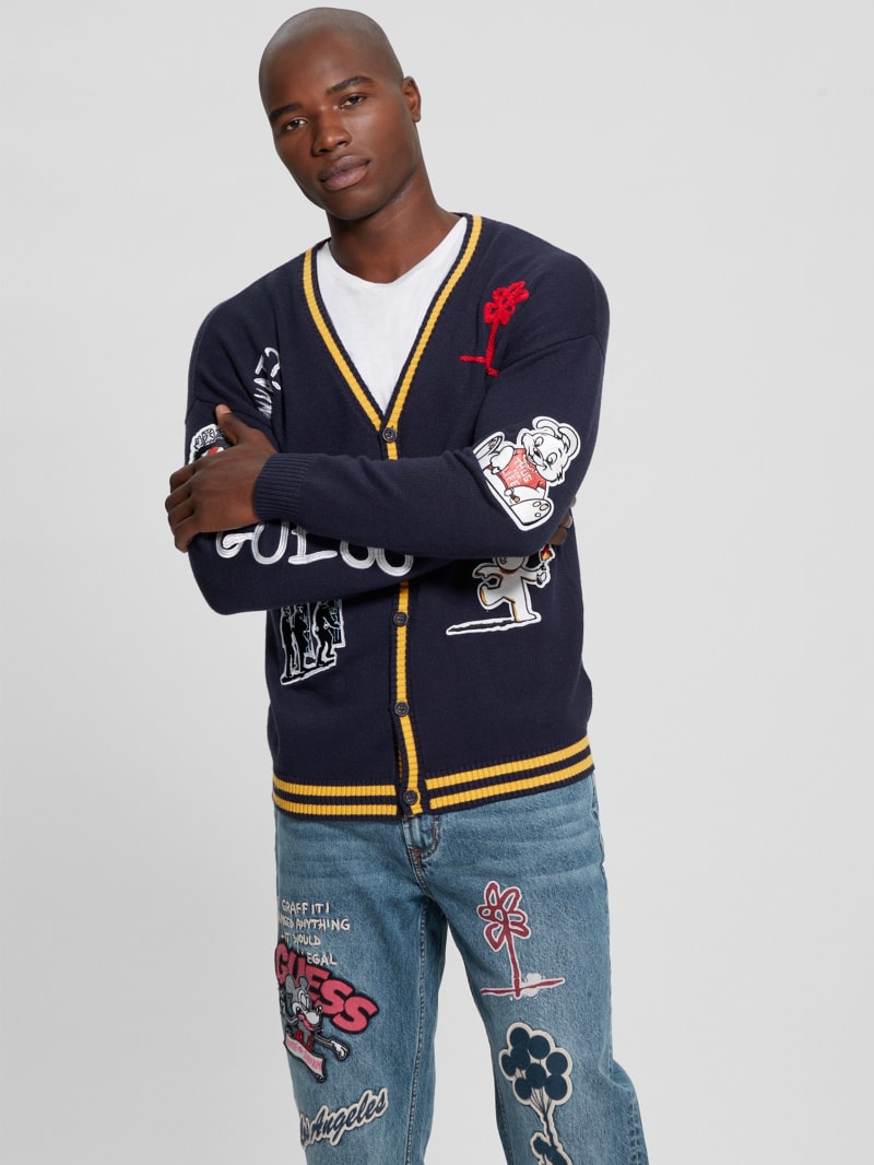 Guess Caleb Patched Cardigan - Bleu &eacute;L&eacute;Gant