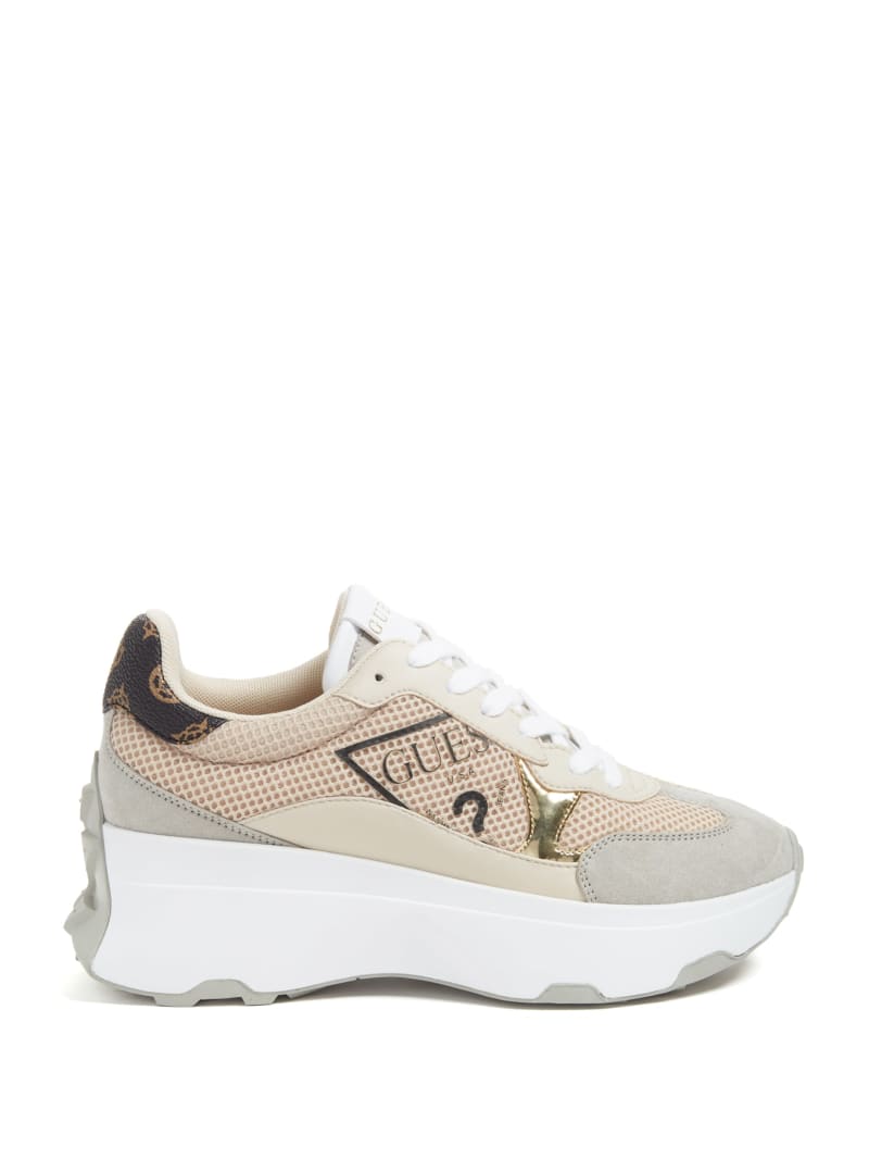 Guess Calebb Logo Print Sneakers - Medium Natural Logo Guess Calebb Logo Print Sneakers - Medium Natural Logo