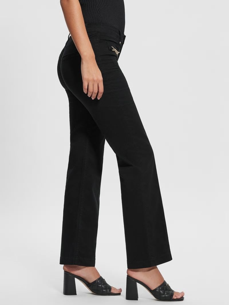 Guess Sateen Chain Sexy Bootcut Pants - Black Guess Sateen Chain Sexy Bootcut Pants - Black