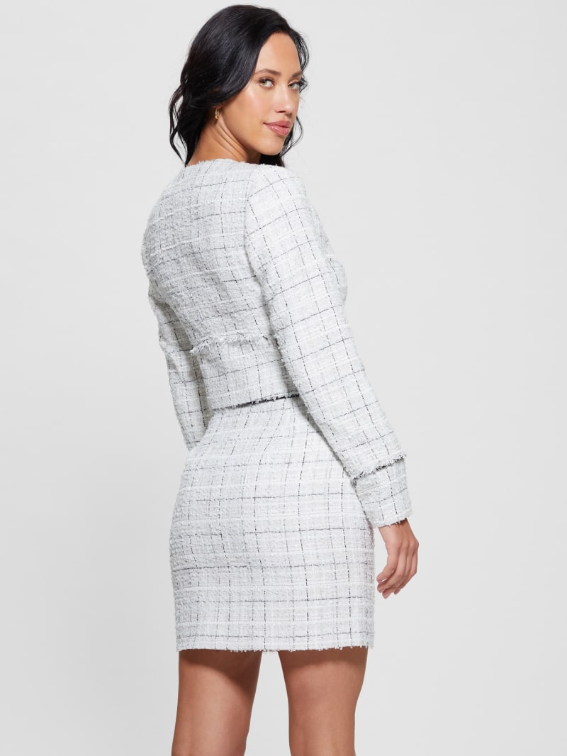 Guess Eco Sofia Tweed Jacket - Check Tweed White Combo Guess Eco Sofia Tweed Jacket - Check Tweed White Combo