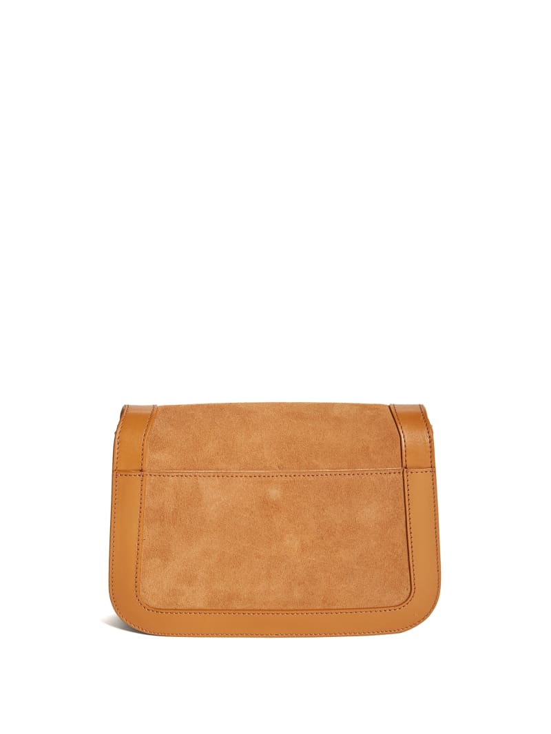 Guess Thea Mini Flap Leather Crossbody - Cognac Guess Thea Mini Flap Leather Crossbody - Cognac