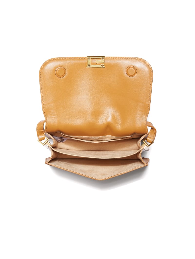 Guess Thea Mini Flap Leather Crossbody - Cognac Guess Thea Mini Flap Leather Crossbody - Cognac