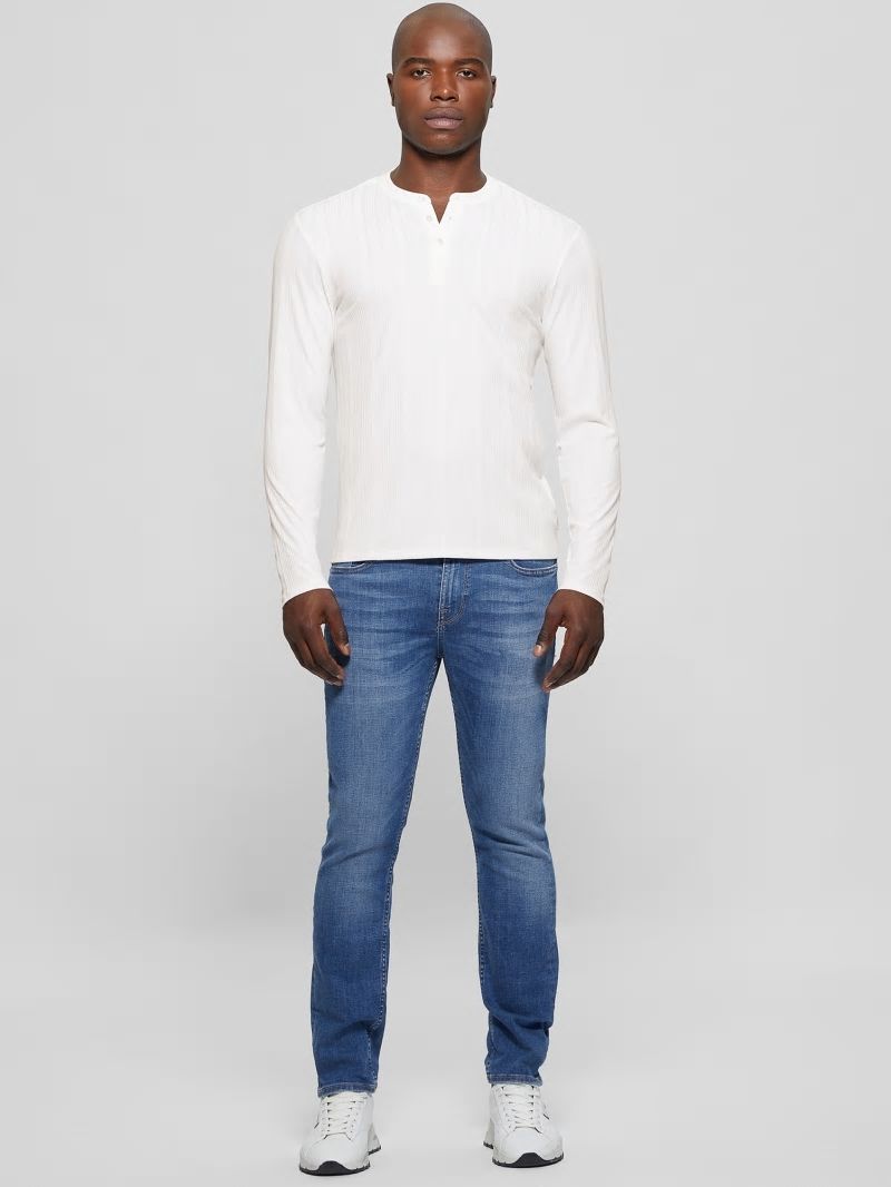 Guess Eco Brentwood Knit Henley - Salt White Guess Eco Brentwood Knit Henley - Salt White