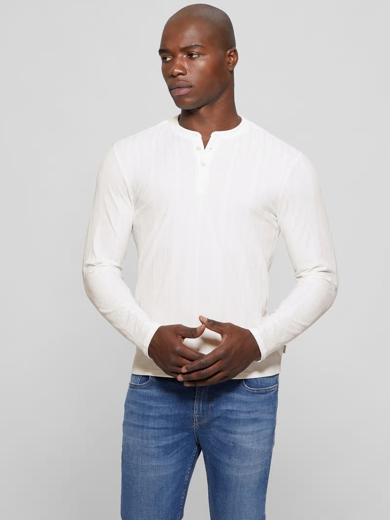 Guess Eco Brentwood Knit Henley - Salt White Guess Eco Brentwood Knit Henley - Salt White