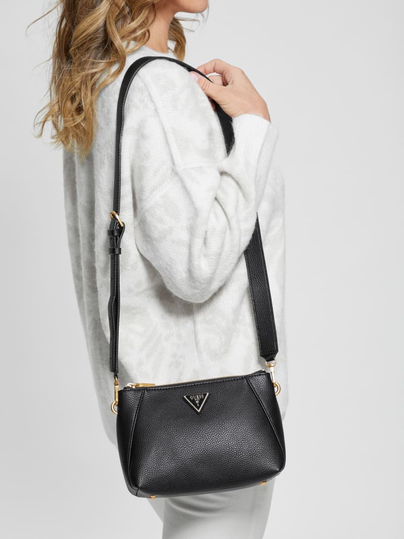 Guess Laryn Pebbled Dual-Zip Crossbody - Black Guess Laryn Pebbled Dual-Zip Crossbody - Black