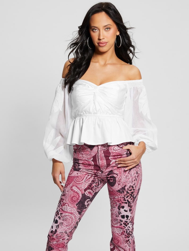 Guess Emma Off-the-Shoulder Top - Pure White Guess Emma Off-the-Shoulder Top - Pure White