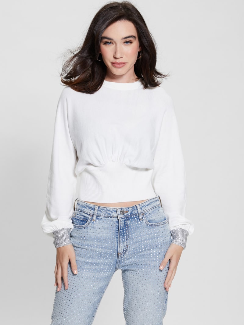 Guess Eco Posa Bling Cuff Sweater - Dove White/Silver Guess Eco Posa Bling Cuff Sweater - Dove White/Silver