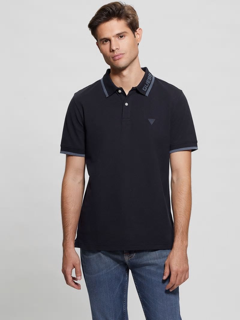 Guess Eco Lyle Logo Polo - Bleu &eacute;L&eacute;Gant
