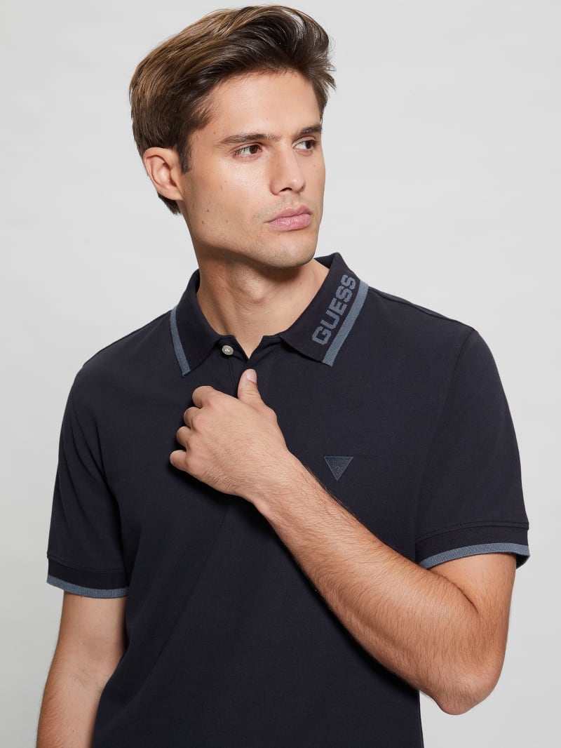 Guess Eco Lyle Logo Polo - Bleu &eacute;L&eacute;Gant