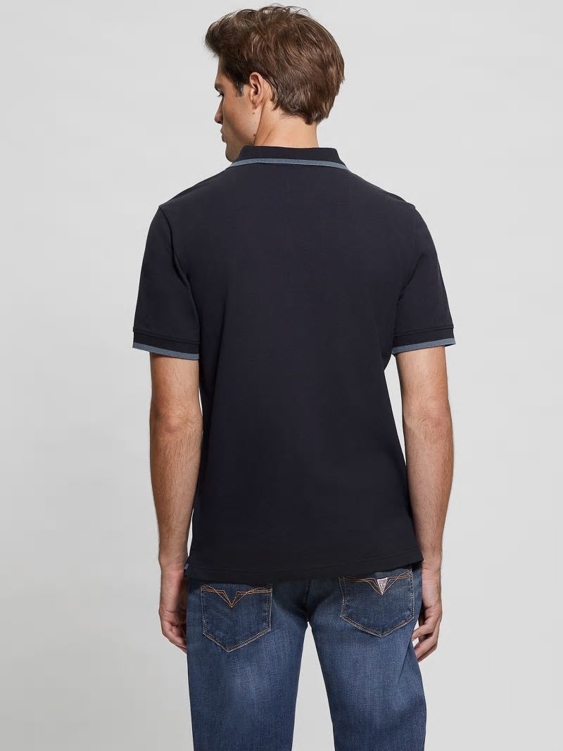 Guess Eco Lyle Logo Polo - Bleu &eacute;L&eacute;Gant