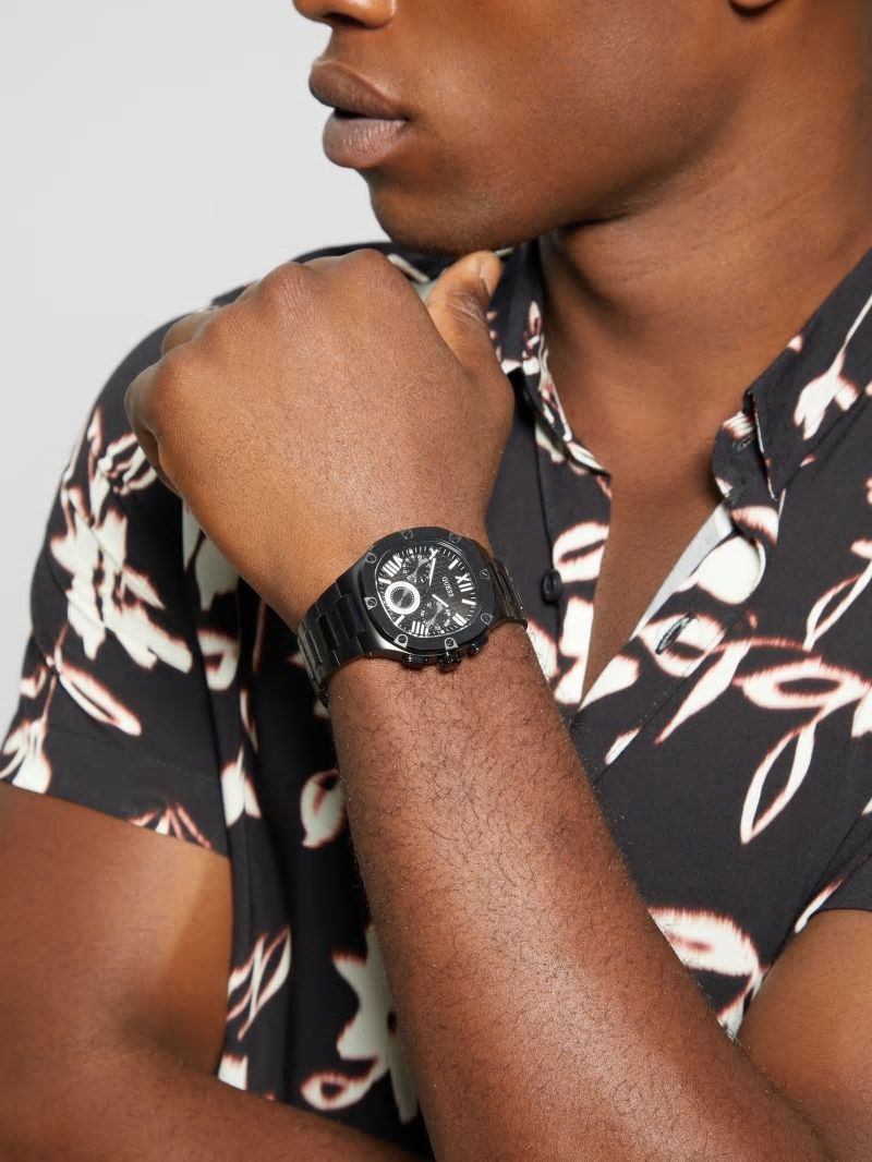 Guess Gunmetal and Blue Multifunction Watch - Black Guess Gunmetal and Blue Multifunction Watch - Black