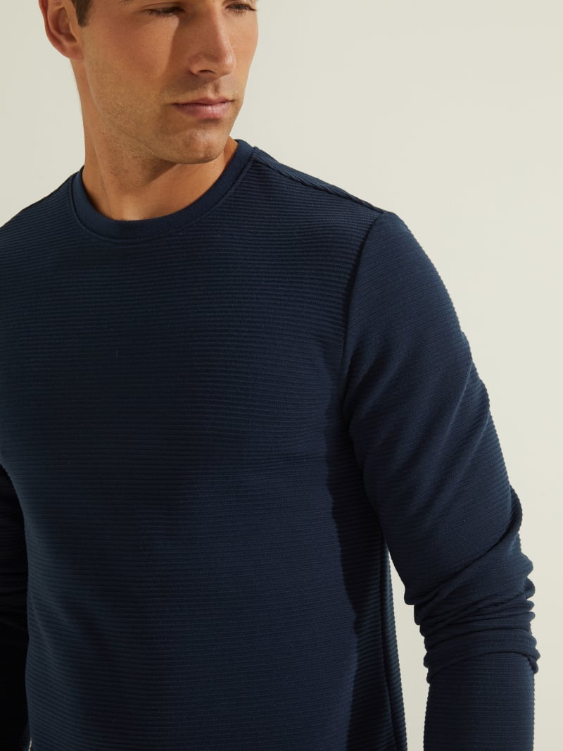 Guess Textured Jersey Long-Sleeve Tee - Silk Blue Guess Textured Jersey Long-Sleeve Tee - Silk Blue