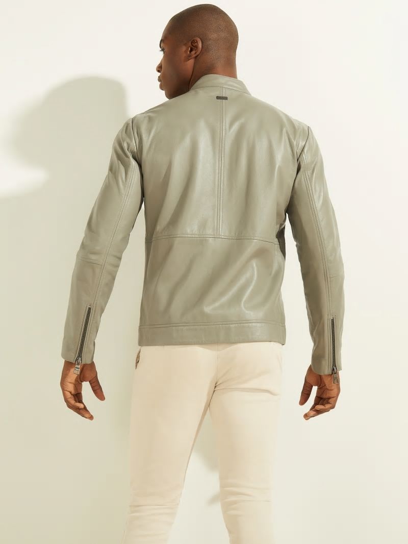 Guess Leather Biker Jacket - Mossy Green Guess Leather Biker Jacket - Mossy Green