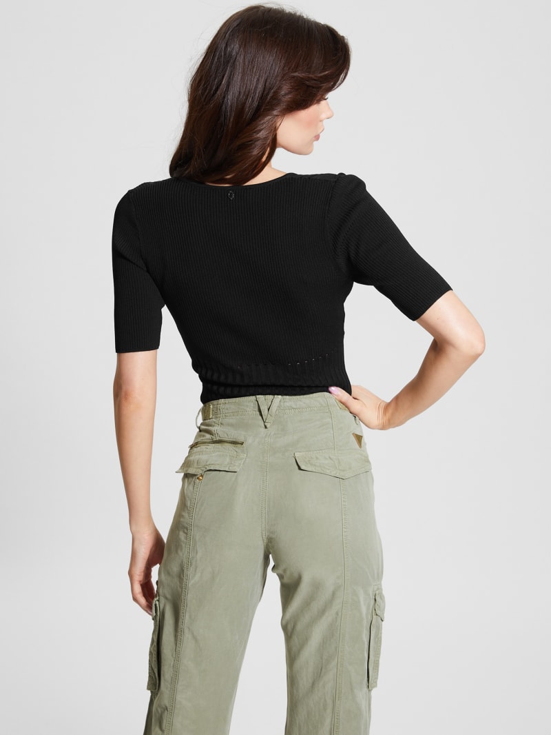 Guess Soft Bandage V-Neck Top - Black Guess Soft Bandage V-Neck Top - Black