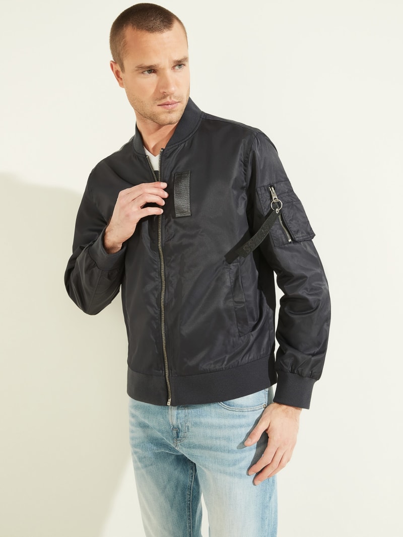 Guess Nylon Flight Jacket - Bleu éLéGant Guess Nylon Flight Jacket - Bleu éLéGant