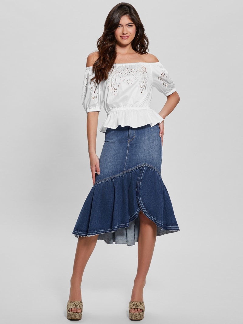 Guess Embroidered Lazo Top - Pure White Guess Embroidered Lazo Top - Pure White