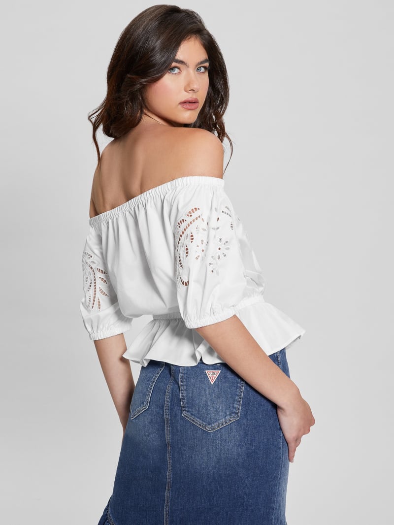 Guess Embroidered Lazo Top - Pure White Guess Embroidered Lazo Top - Pure White