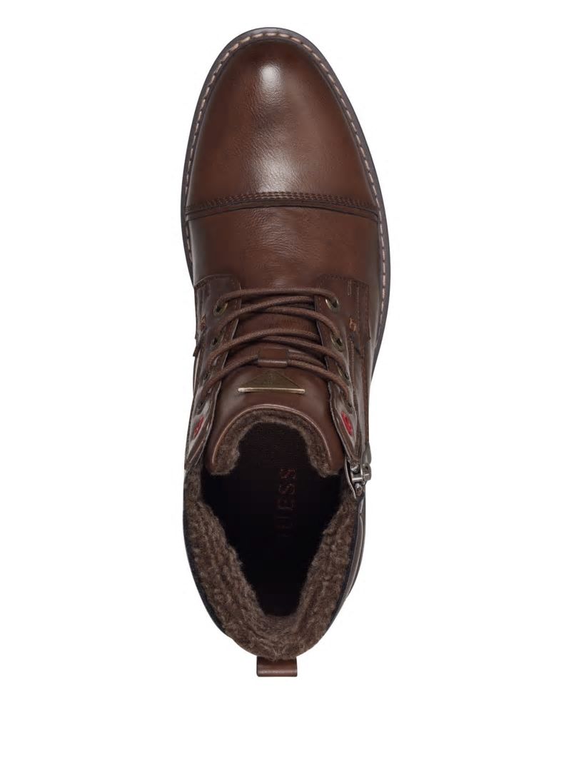 Guess Samwell Lace-Up Chelsea Boots - Medium Brown Guess Samwell Lace-Up Chelsea Boots - Medium Brown