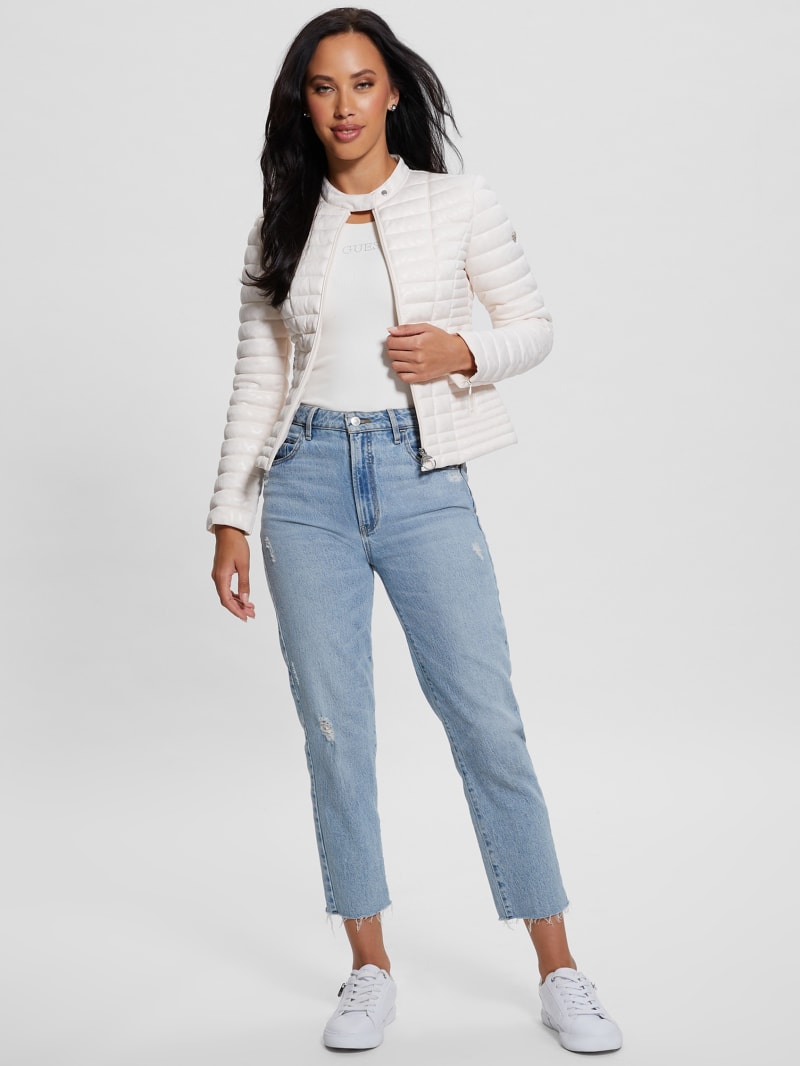 Guess Vona Quilted Logo Jacket - Parchment Tone Guess Vona Quilted Logo Jacket - Parchment Tone