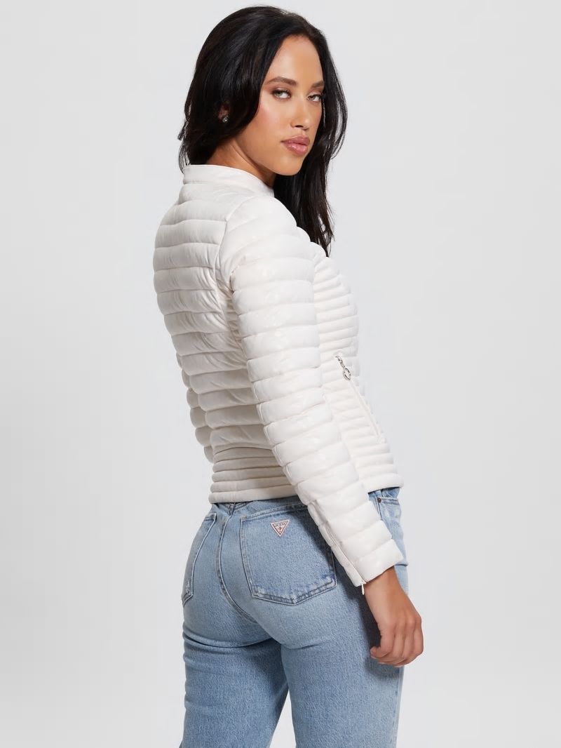 Guess Vona Quilted Logo Jacket - Parchment Tone Guess Vona Quilted Logo Jacket - Parchment Tone
