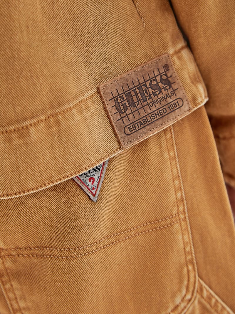 Guess GUESS Originals Aged Denim Work Jacket - Go Vintage Tan Wash Guess GUESS Originals Aged Denim Work Jacket - Go Vintage Tan Wash