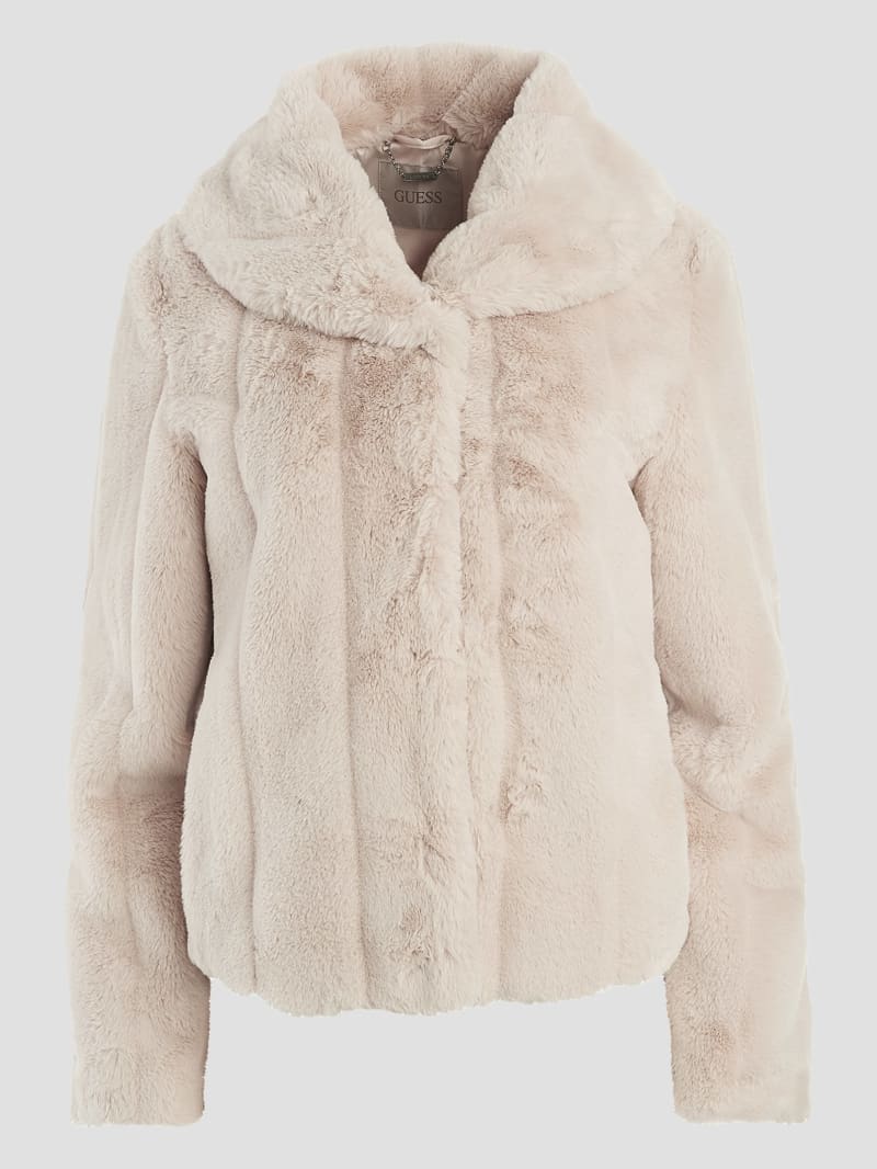 Guess Sophy Faux-Fur Jacket - Pearl Oyster Guess Sophy Faux-Fur Jacket - Pearl Oyster
