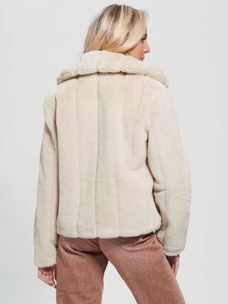 Guess Sophy Faux-Fur Jacket - Pearl Oyster Guess Sophy Faux-Fur Jacket - Pearl Oyster