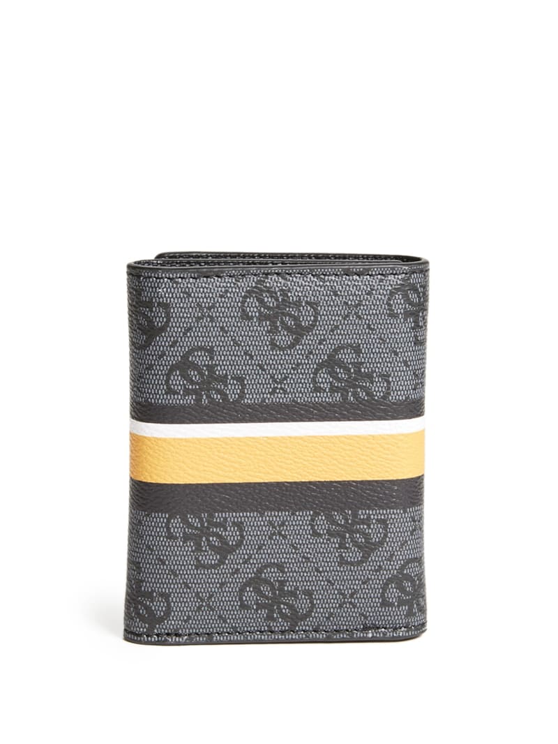 Guess Sig Logo Stripe Trifold Wallet - Black Guess Sig Logo Stripe Trifold Wallet - Black
