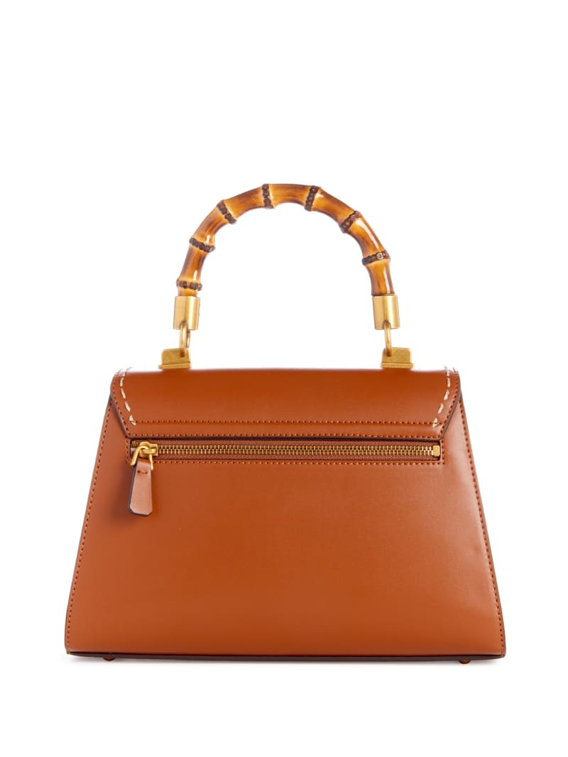 Guess Stephi Bamboo Handle Mini Satchel - Cognac Guess Stephi Bamboo Handle Mini Satchel - Cognac