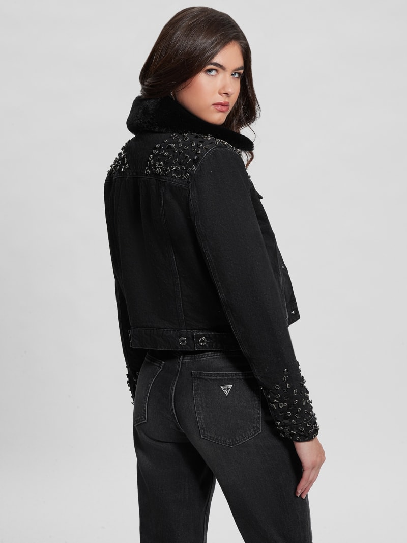 Guess Eco Doria Shearling Collar Denim Jacket - Craters Stones Guess Eco Doria Shearling Collar Denim Jacket - Craters Stones