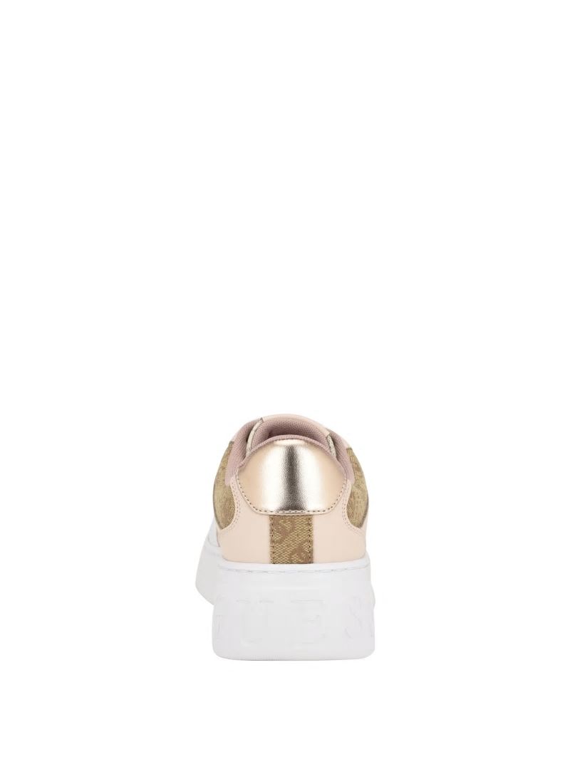 Guess Cleva Contrasting Low-Top Sneakers - Light Natural 110 Guess Cleva Contrasting Low-Top Sneakers - Light Natural 110