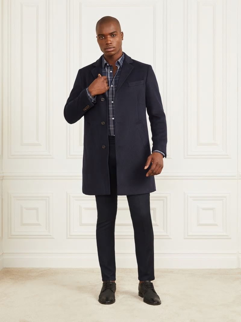 Guess Single Breasted Wool-Blend Coat - Bleu &eacute;L&eacute;Gant