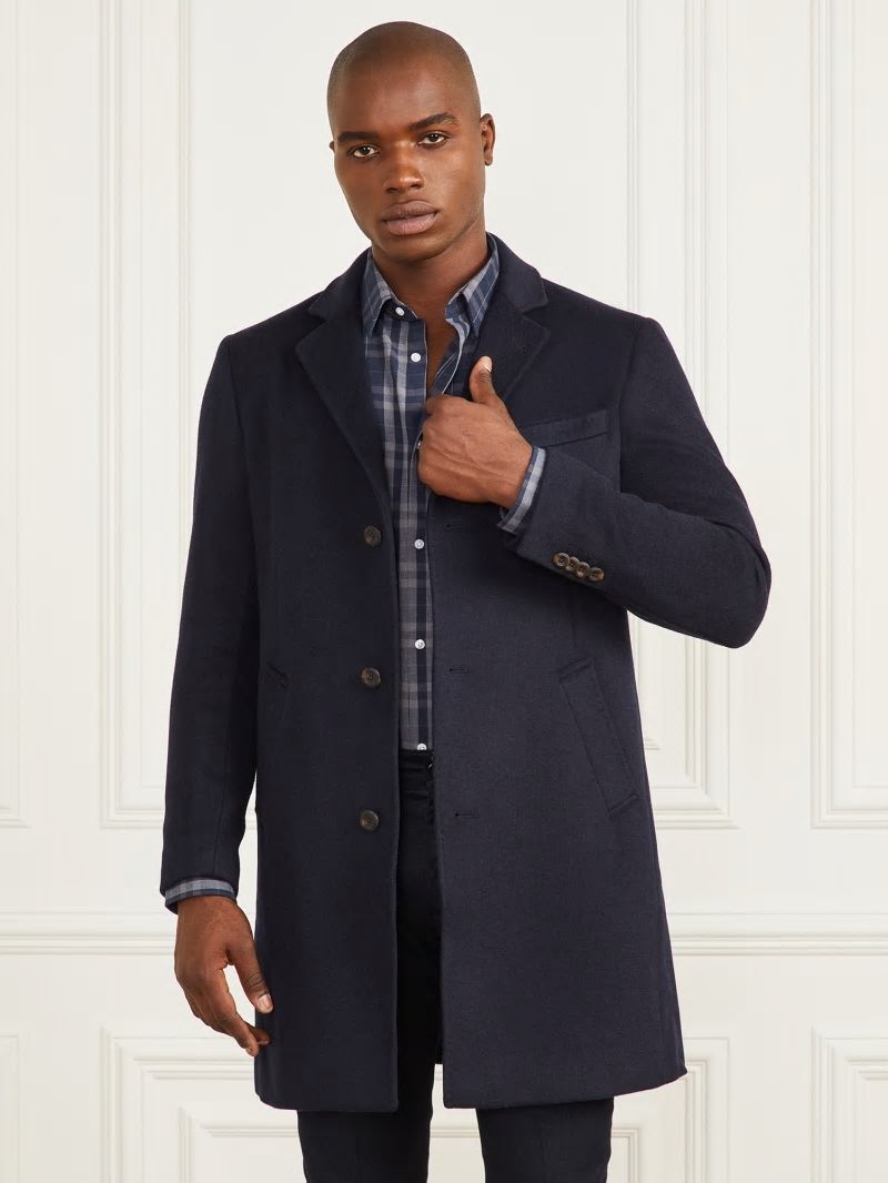 Guess Single Breasted Wool-Blend Coat - Bleu &eacute;L&eacute;Gant