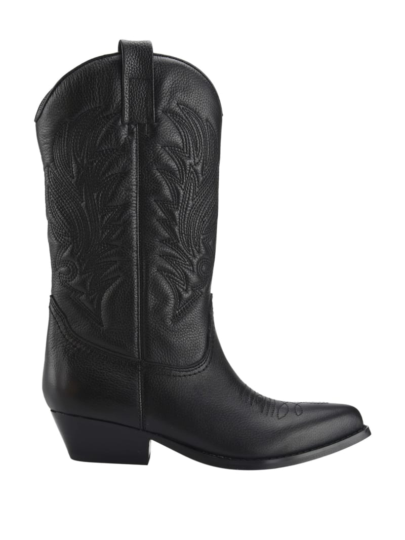 Guess Gallen Leather Cowgirl Boots - Black 001 Guess Gallen Leather Cowgirl Boots - Black 001