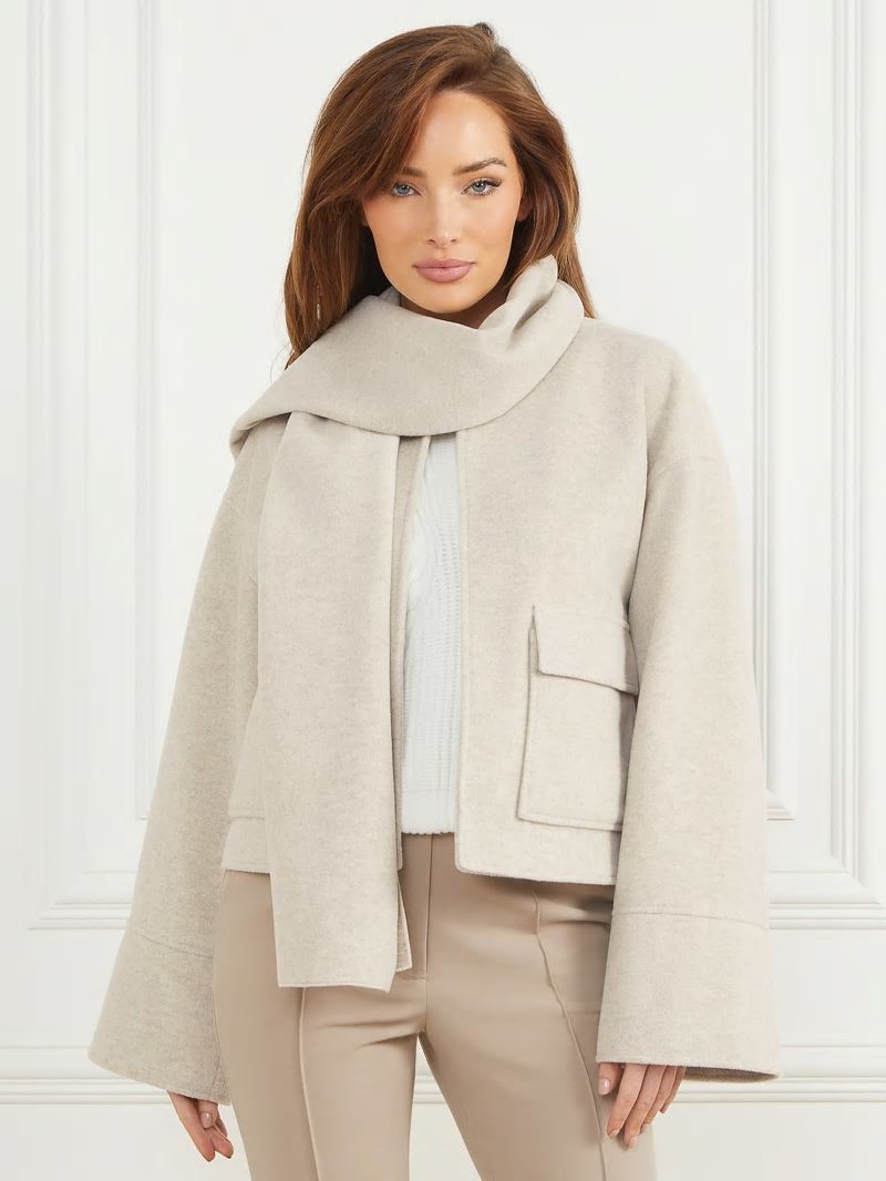 Guess Mary Jacket and Scarf Set - Light Grey Multi Guess Mary Jacket and Scarf Set - Light Grey Multi