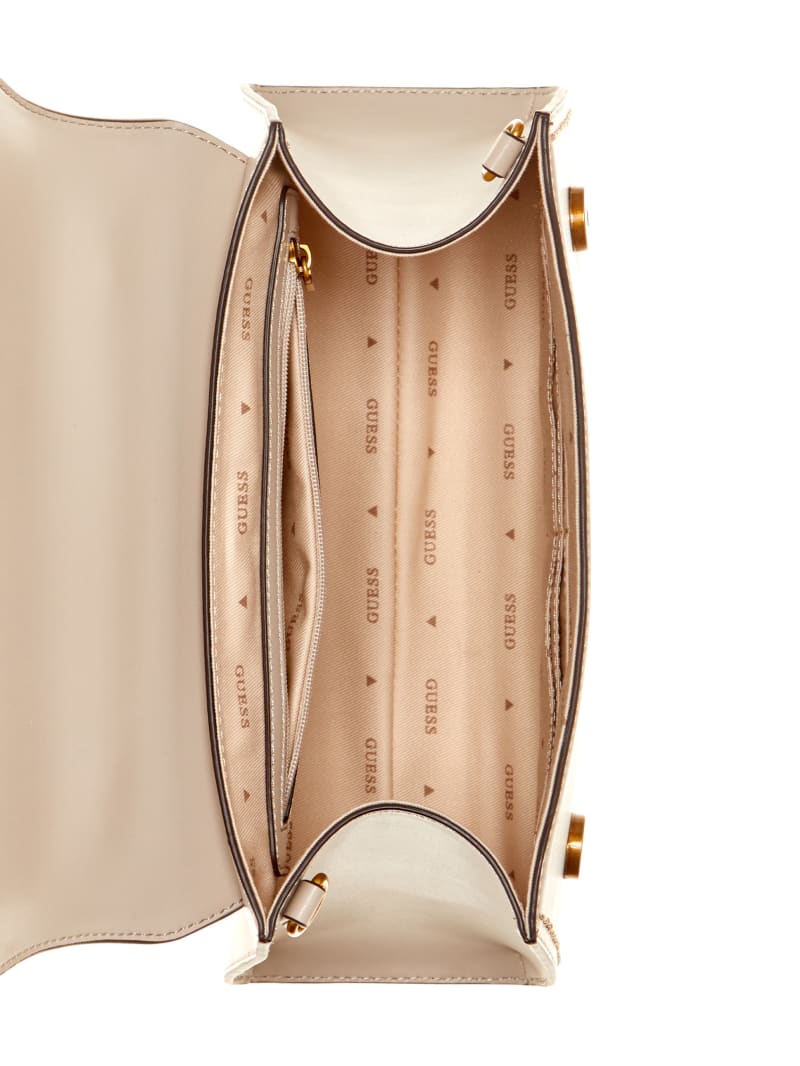 Guess Stephi Bamboo Handle Mini Satchel - White Guess Stephi Bamboo Handle Mini Satchel - White