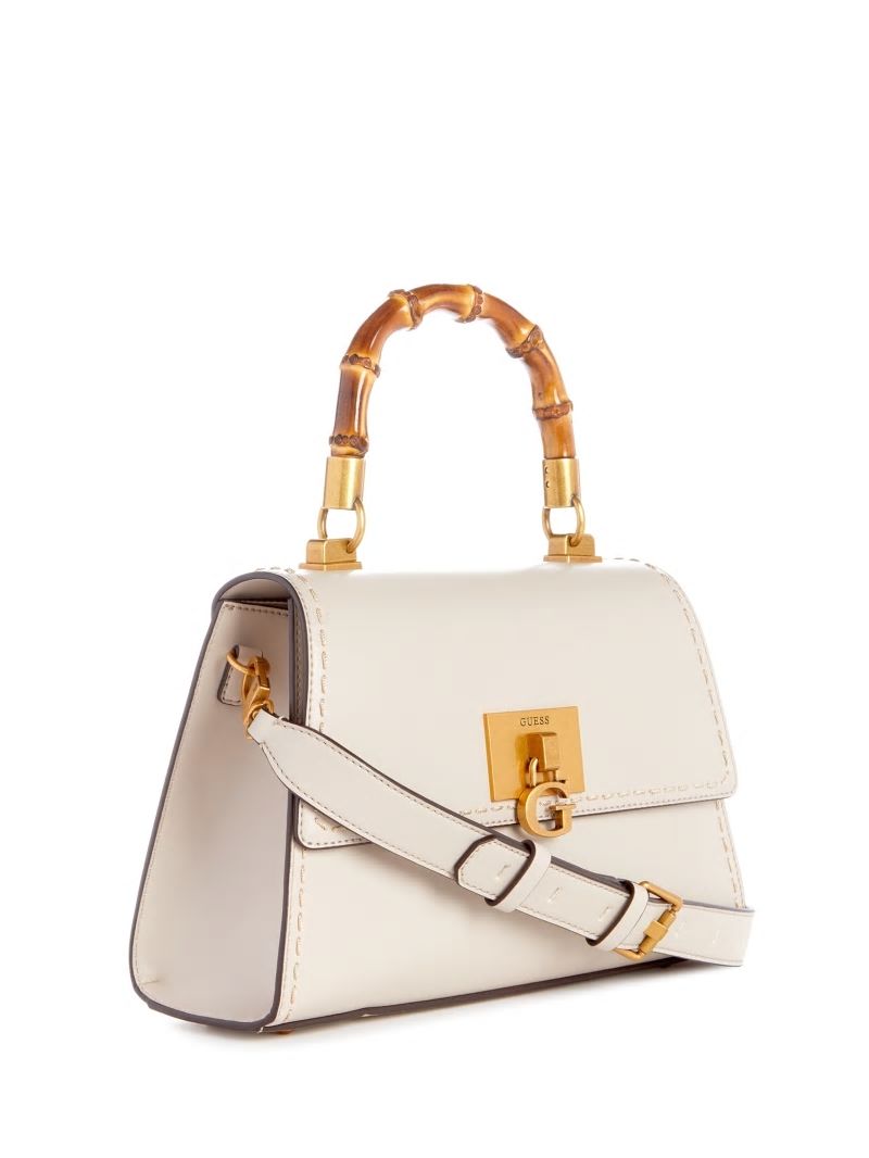 Guess Stephi Bamboo Handle Mini Satchel - White Guess Stephi Bamboo Handle Mini Satchel - White