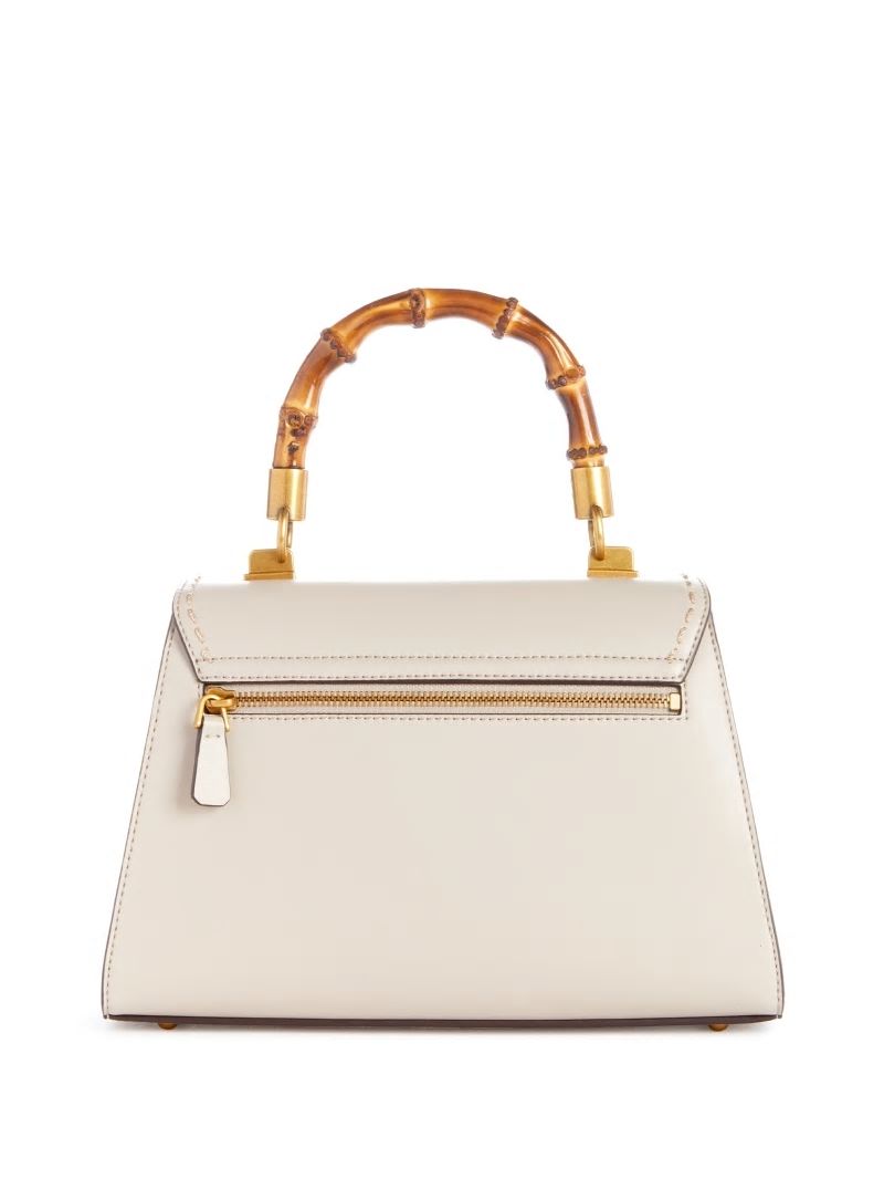 Guess Stephi Bamboo Handle Mini Satchel - White Guess Stephi Bamboo Handle Mini Satchel - White