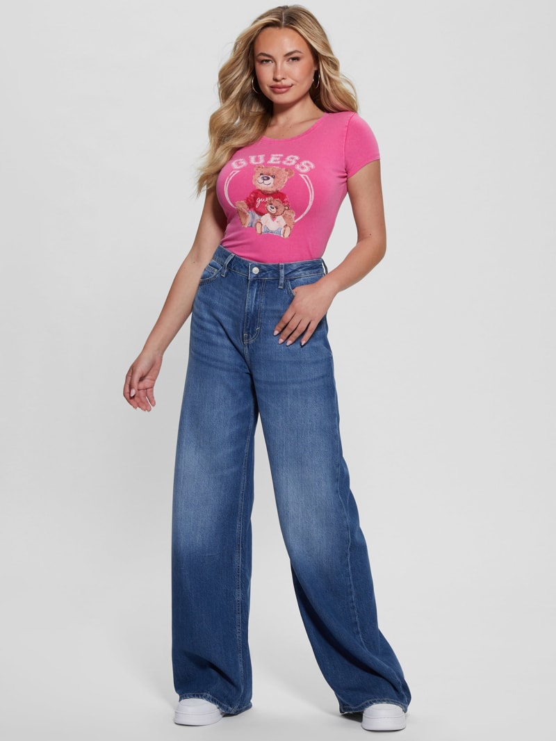 Guess Varsity Bear Tee - French Rose Multi Guess Varsity Bear Tee - French Rose Multi