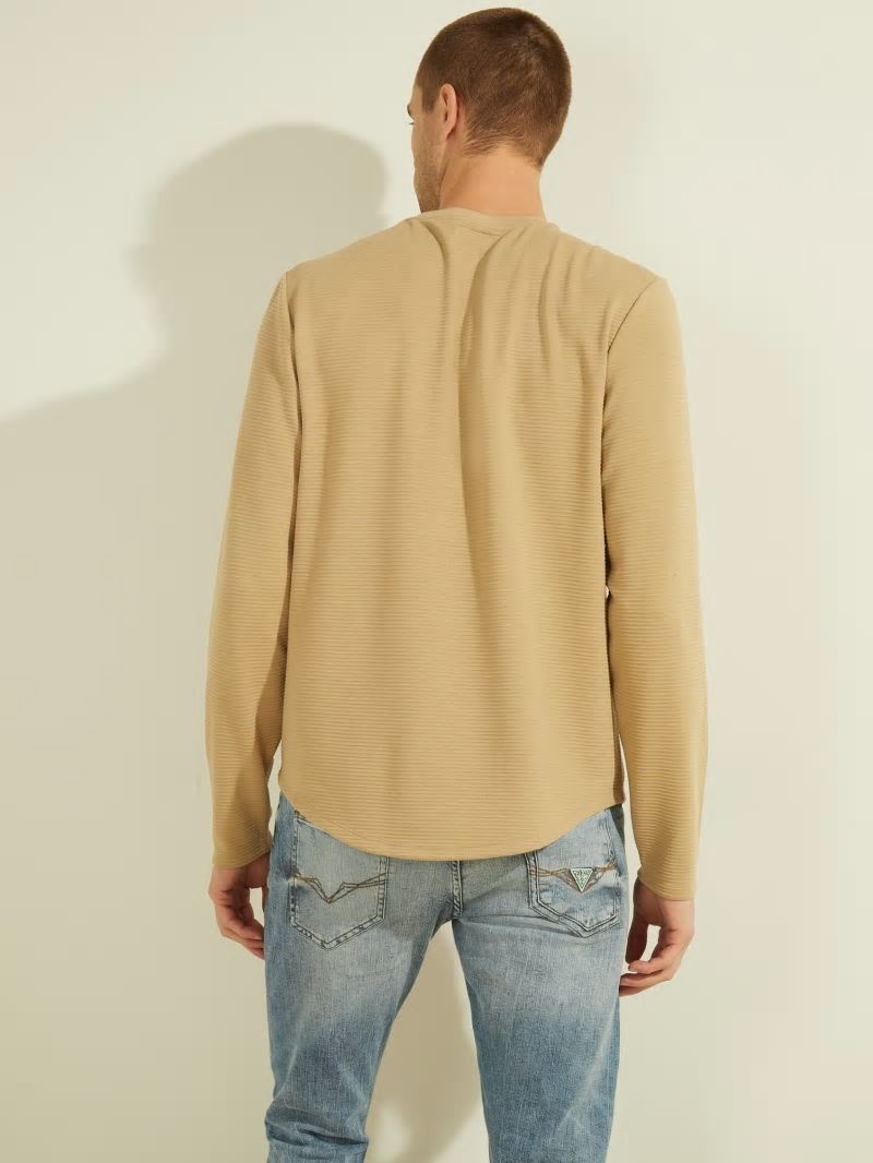 Guess Textured Jersey Long-Sleeve Tee - Uniform Tan Guess Textured Jersey Long-Sleeve Tee - Uniform Tan