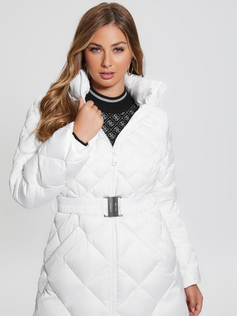 Guess Eco Olga Long Down Jacket - Pure White Guess Eco Olga Long Down Jacket - Pure White