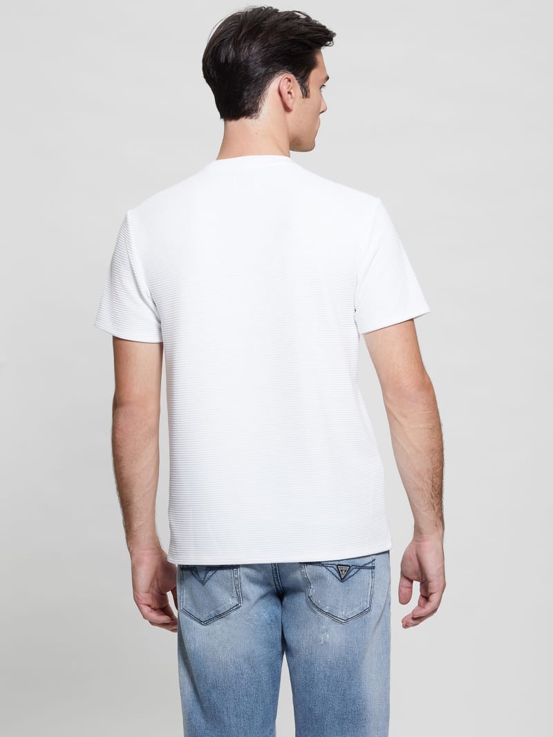 Guess Textured Stripe Tee - Pure White Guess Textured Stripe Tee - Pure White