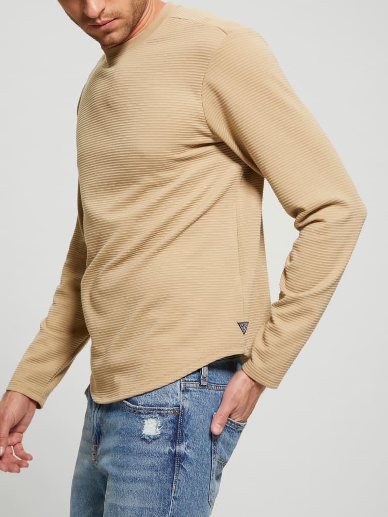 Guess Textured Long-sleeve Tee - Uniform Tan Guess Textured Long-sleeve Tee - Uniform Tan