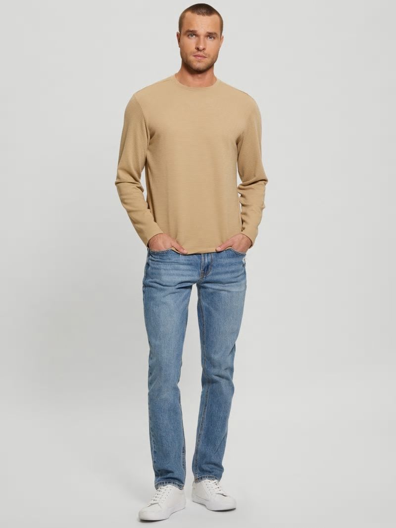 Guess Textured Long-sleeve Tee - Uniform Tan Guess Textured Long-sleeve Tee - Uniform Tan
